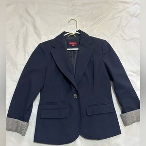 Merona Navy Blazer with Striped Cuffs
